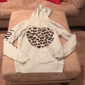 PINK cheetah bling zip hoodie